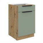 Alumine kapp 1 sahtliga + 1 uksega 50 D 1F 1S BB Köök ARIA AQUAMARINE esipaneelid (Mint)