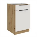 Alumine kapp 1 sahtliga + 1 uksega 50 D 1F 1S BB Köök ARIA Esipaneelid Valge AFM