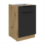 Alumine kapp 1 sahtliga + 1 uksega 50 D 1F 1S BB Köök ARIA Mustad esipaneelid AFM