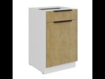 Alumine kapp 1 sahtliga + 1 uksega 50 D 1F 1S BB - Köögimööbel tamm CREMONA / Valge