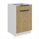 Alumine kapp 1 sahtliga + 1 uksega 50 D 1F 1S BB - Köögimööbel tamm CREMONA / Valge