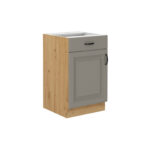 Alumine kapp 1 sahtliga + 1 uksega 50 D 1F 1S BB - STILO KÖÖK helehall / käsitööna valminud