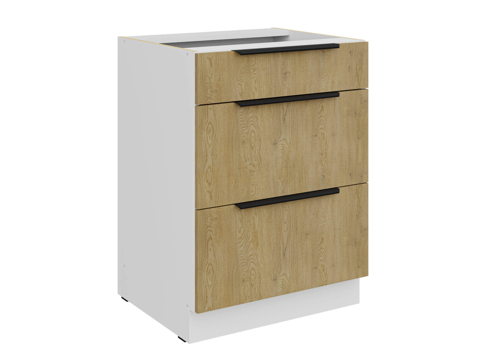 szafka-dolna-3-szuflady-60-d-3s-bb-kuchnia-dab-cremona-bialy Alumine kapp 3 sahtliga 60 D 3S BB - Köögitamm CREMONA / Valge - Image 1