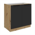 Alumine kapp 80 D 2F BB Köögi ARIA Esipaneelid must AFM