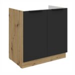 Alumine kapp valamu alla 80 ZL 2F BB Köögi ARIA Esipaneelid must AFM