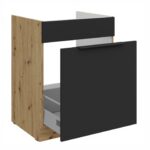 Alumine kapp valamu all väljatõmmatava sahtliga 60 ZL 1S BB Köögi ARIA esipaneelid must AFM