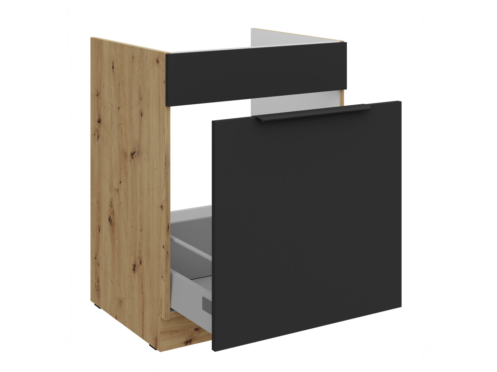 szafka-dolna-pod-zlew-z-wysuwana-szuflada-60-zl-1s-bb-kuchnia-aria-fronty-czarne-afm Alumine kapp valamu all väljatõmmatava sahtliga 60 ZL 1S BB Köögi ARIA esipaneelid must AFM - Image 1