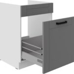 Valamu all olev alumine kapp väljatõmmatava sahtliga 60 ZL 1S BB - Kitchen LUNA TUME HALL - VALGE