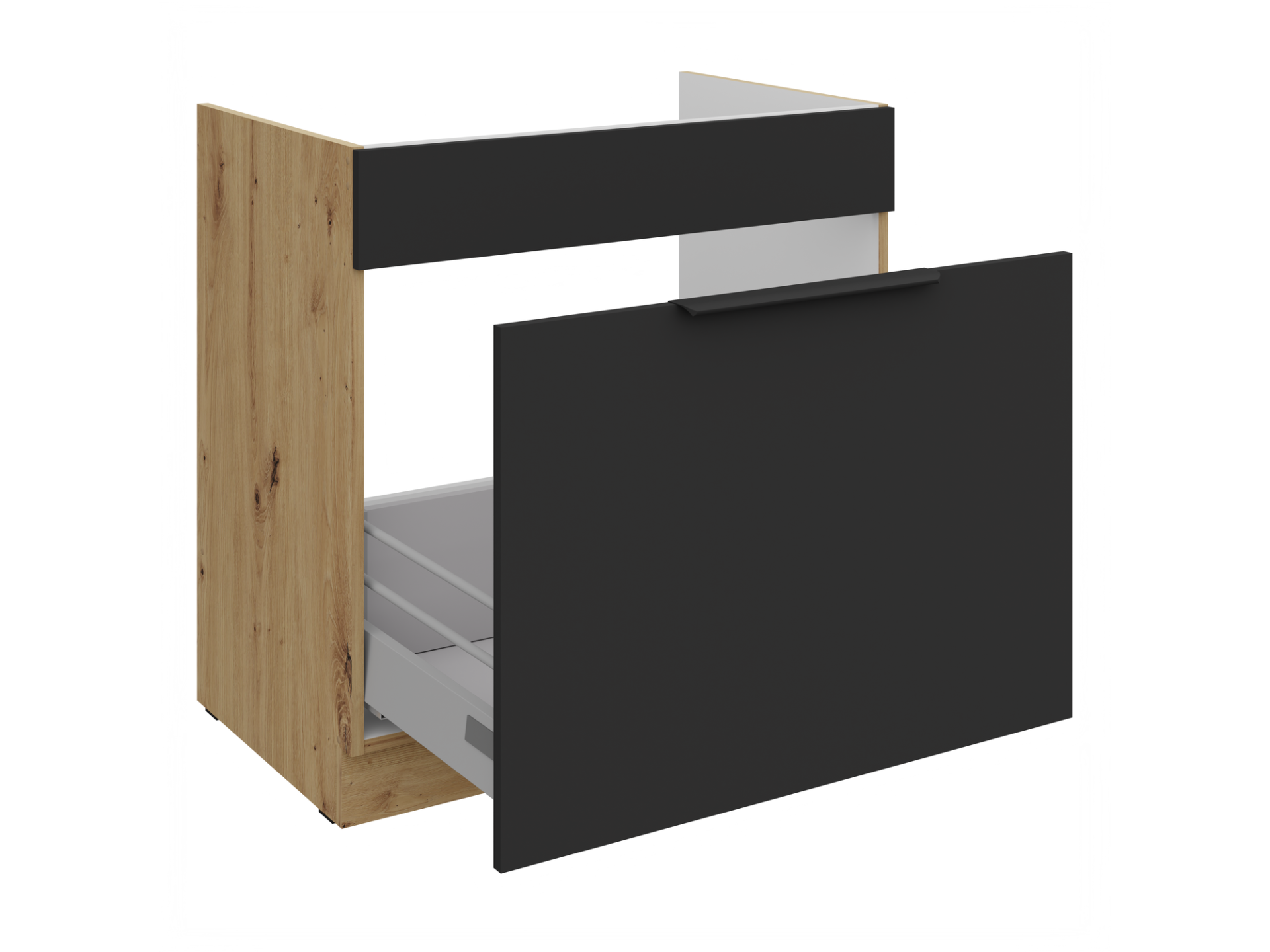 szafka-dolna-pod-zlew-z-wysuwana-szuflada-80-zl-1s-bb-kuchnia-aria-fronty-czarne-afm Alumine kapp valamu all väljatõmmatava sahtliga 80 ZL 1S BB Köögi ARIA esipaneelid must AFM - Image 1