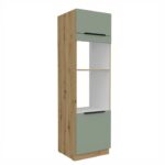 Sisseehitatud ahju ja mikrolaineahju korstnakapp 60 DPM-210 2F ARIA köögile AQUAMARINE esipaneelid (mint)