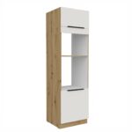 Sisseehitatud ahju ja mikrolaineahjuga kapi korstnaga kolonn 60 DPM-210 2F Köögi ARIA esipaneelid valge AFM