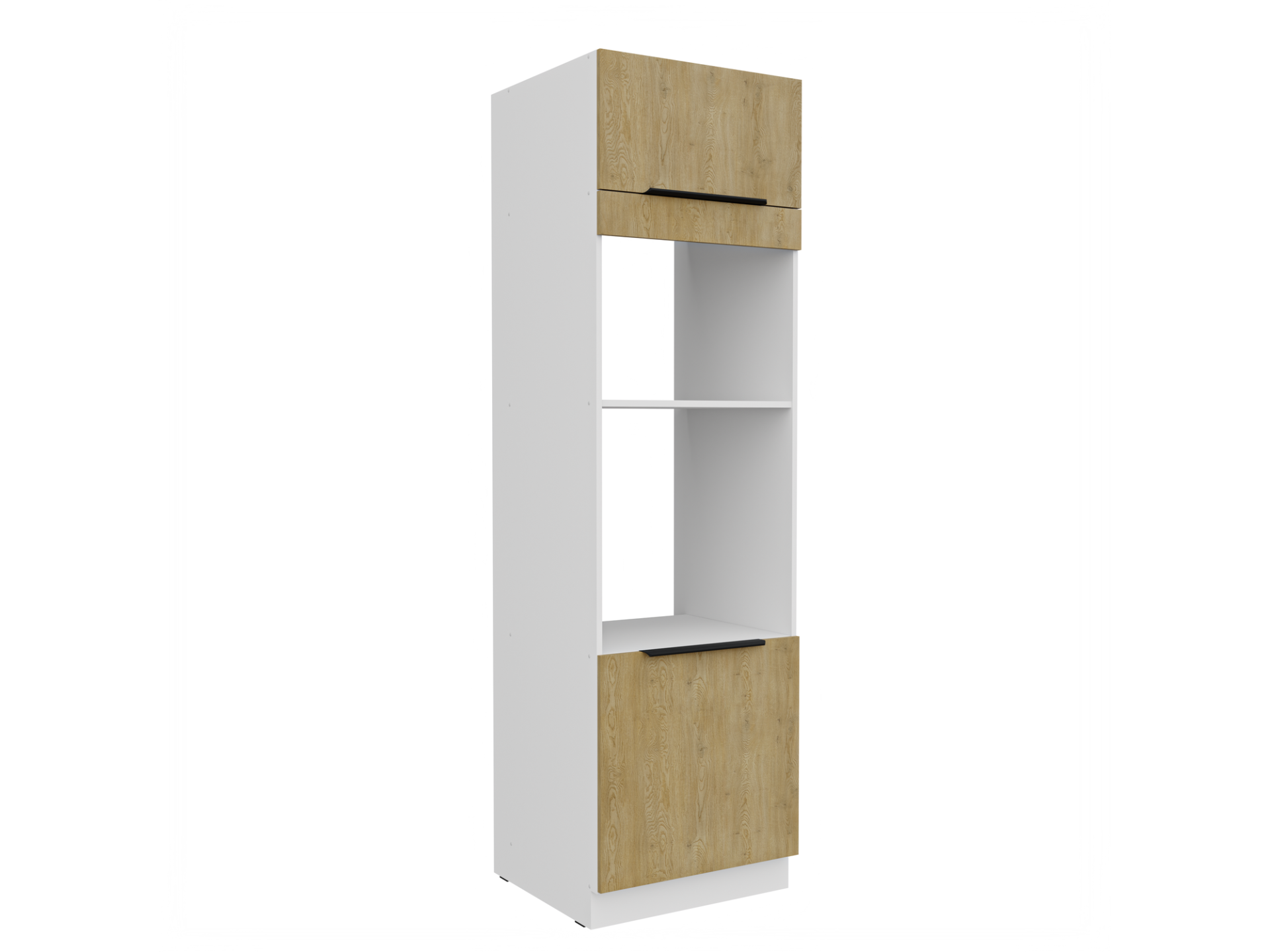 szafka-komin-slupek-zabudowa-piekarnika-i-mikrofali-60-dpm-210-2f-kuchnia-dab-cremona-bialy Korstnakapp sisseehitatud ahju ja mikrolaineahjuga 60 DPM-210 2F - Köögitamm CREMONA / Valge - Image 1